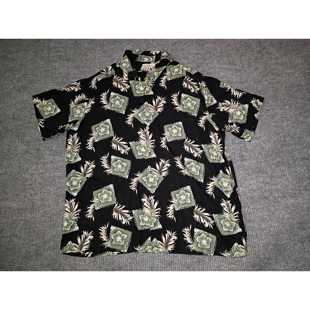 Caribbean Men's Palm All Over Print Button Down Shirt Size 2XT